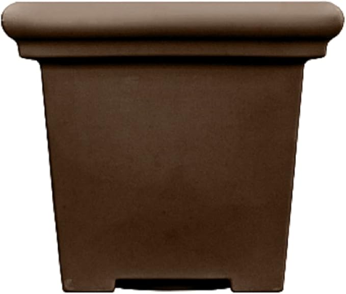 The HC Companies 20" Premium Plastic Terrazzo Square Planter 20"x20"x17.63" in Chocolate Color