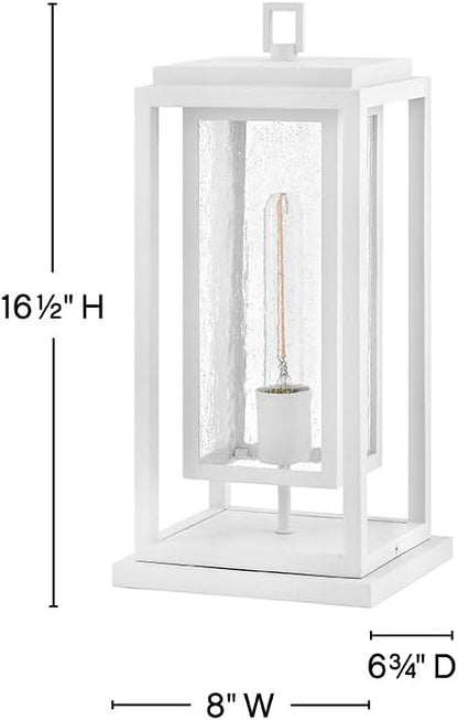 Hinkley Republic Medium Pier Mount Outdoor Lantern - Low Voltage, LED Included, Composite, Clear Seedy Glass Panes, Anti-Fading Finish -Textured White Finish