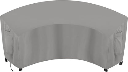 OutdoorLines Waterproof Curved Outdoor Sectional Cover - UV Resistant Windproof Patio Sectional Sofa Covers for Deck, Lawn and Backyard, Heavy Duty Furniture Covers (90Lx34Dx32Hx46FL, Grey)