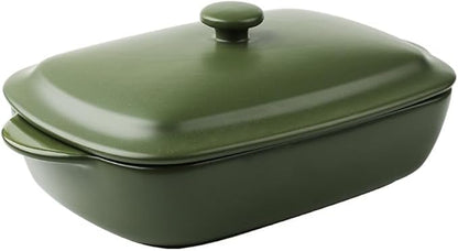Ceramic Casserole Dish with Lid,33oz Covered Rectangular Baking Dish with Lid for 1-2 Person,Deep Casserole Cookware Bakeware,Oven Safe and Dishwash Safe