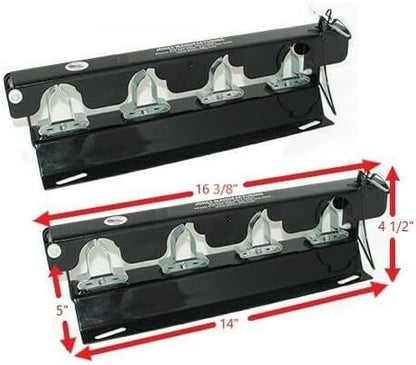 LockJaw Heavy Duty Steel 4 Hole Shovel Holder for Truck Beds - 4 Slot Garden Tool Storage for Long-Handled Tools - Commercial Grade Truck Accessories for Trailers and Garages (Two Clamps, No Bracket)