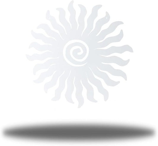 Riverside Designs Sunburst Metal Wall Art Steel Outdoor Decor - Heavy-Duty and Waterproof - Made in USA (24", White)