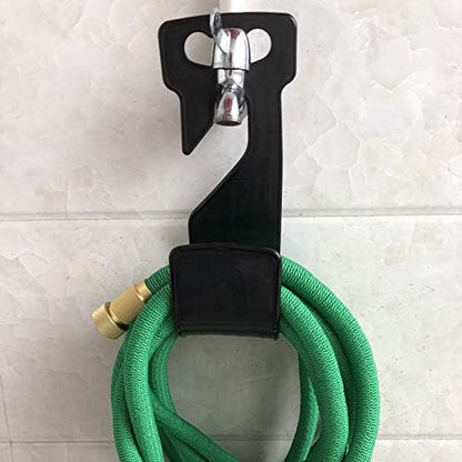 chic style 2 Pack Garden Hose Hanger Wall Mount Hose Holder Hook Fit to 25 50 75 100foot Hose (ABS Plastic, Black)