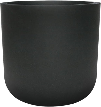 11" H Modern Cylinder Planter, Lightweight Weather & UV Resistant Plastic Plant Pot with Drainage Hole & Rubber Plug, Indoor Outdoor Flower Pot for Home, Garden & Office, Coal Black, 10.4" Pot Opening