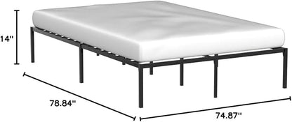 Linenspa Heavy Duty Metal Platform Bed Frame - No Box Spring Needed - Underbed Storage - Simple Toolless Assembly - 14” High - Sturdy - Steel Slats - Sleek Modern Design - King Size