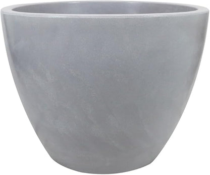 23.6" Wide Planter | Eco-Friendly Round Planter for Indoor or Outdoor Deck/Porch | Durable All-Weather Use Modern Pot for Trees, Flowers, Plants - Marbled Cement