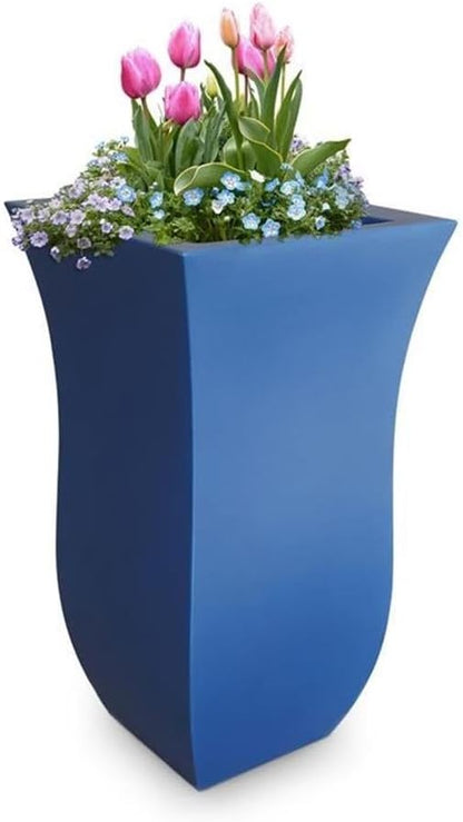 Pemberly Row Polyethylene Resin 30" Tall Planter in Neptune Blue