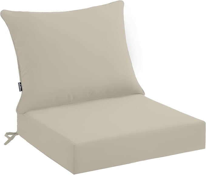 PatioGlow Outdoor Seat Cushion Set 24 x 24 x 4 Inch, Waterproof & Fade Resistant Patio Furniture Cushions with Removable Cover, Thick Deep Seating Pads for Outside Chair Sofa Couch