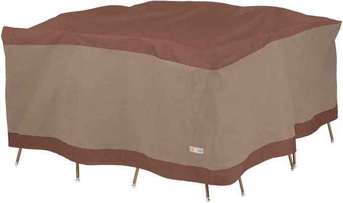 DUCKCOVERS Ultimate Water-Resistant 100 Inch Square Patio Table & Chair Set Cover, Outdoor Table Cover