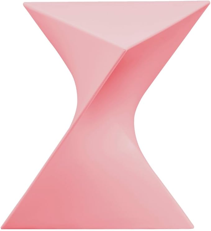 LeisureMod 15.75" Stackable Weather-Resistant Plastic Triangular Side Table - Accent End Table for Indoor & Outdoor Use (Pink, Set of 2)