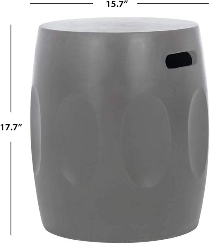 SAFAVIEH Outdoor Collection Zuri Modern Dark Grey Concrete Round Accent Table (Fully Assembled)
