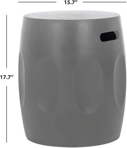 SAFAVIEH Outdoor Collection Zuri Modern Dark Grey Concrete Round Accent Table (Fully Assembled)