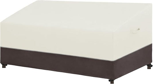 Easy-Going Patio Sofa Cover UV Resistant Outdoor Couch Cover Bicolor Patio 3-Seater Bench Cover Waterproof Outdoor Furniture Cover with Reflective Hemming (95Wx40Dx35H inch, Beige/Brown)