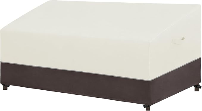 Easy-Going Patio Sofa Cover UV Resistant Outdoor Couch Cover Bicolor Patio 3-Seater Bench Cover Waterproof Outdoor Furniture Cover with Reflective Hemming (88Wx37Dx35H inch, Beige/Brown)