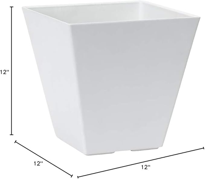 Novelty Artstone 35122 Ella Square Planter, White