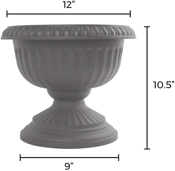 Bloem Grecian Urn Planter 12" Charcoal Gray