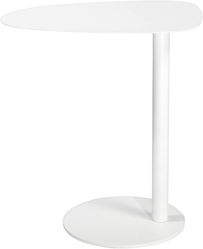 C Table End Table,Tray Metal Sofa Side Table, Accent Coffee Table, Waterproof and Anti-Rust Outdoor&Indoor Snack Table, White (Model A)