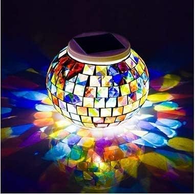 Solar Glass Ball Light Mosaic Jar Lights,Color Changing Globe Table Lamp Waterproof LED Night Light for Garden Patio Party Yard Outdoor Indoor Decorations (Ball)