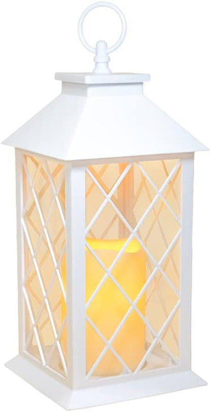 YAKii 13" Decorative Candle Lantern with LED Flameless Candle and Timer, Plastic LED Candle & Holder, Indoor & Outdoor Hanging Lights,Christmas Day Decoration Pack of 6 (White)
