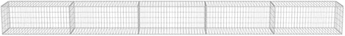Galvanized Steel Gabion Wall with Covers, Gabion Mesh Wire Wall Panel Galvanized Steel Garden Stone Wire Basket Fencing Patio Decorative Fence, 236"x19.7"x19.7",-181