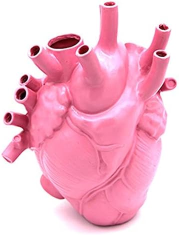 Resin Vase Planter, Decorative Heart Vase - Anatomical Heart Tabletop Decorative Craft, Farmhouse Living Room Bedroom Countertop (Pink,Large)