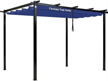 10' X 10' Pergola Shade Cover for Outdoor Retractable Durable Fabric Canopy Replacement Top Only, Sun Shade for Outside (Blue)