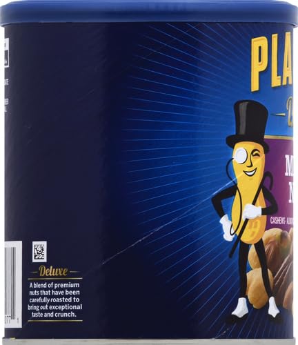 PLANTERS Deluxe Mixed Nuts - Roasted Cashews, Almonds, Brazil Nuts, Pistachios, and Pecans, Plant-Based Protein, Quick Snack, 15.25oz Canister (Pack of 2)