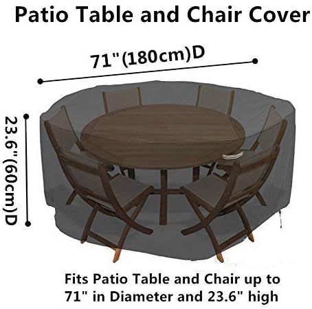 RosieLily Round Patio Table Chair Set Cover Outdoor Furniture Cover Round Heavy Duty Waterproof UV Resistant Covers for Outdoor Circular Dining Table & Chairs, 71" Dx23.6 H, 1 Pack, Black
