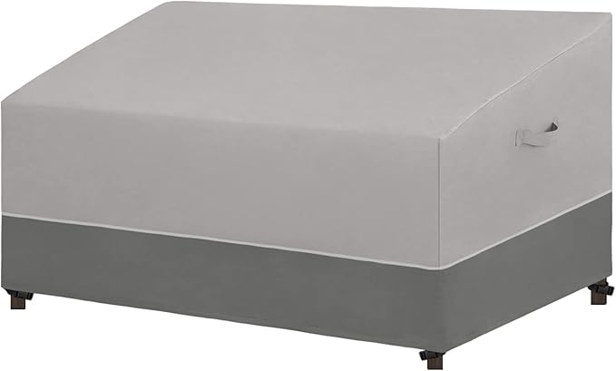 Easy-Going Patio Sofa UV Resistant Outdoor Couch Bicolor 3-Seater Bench Waterproof Furniture Cover with Reflective Hemming (64Wx35Dx31H inch, Gray/Dark Gray)