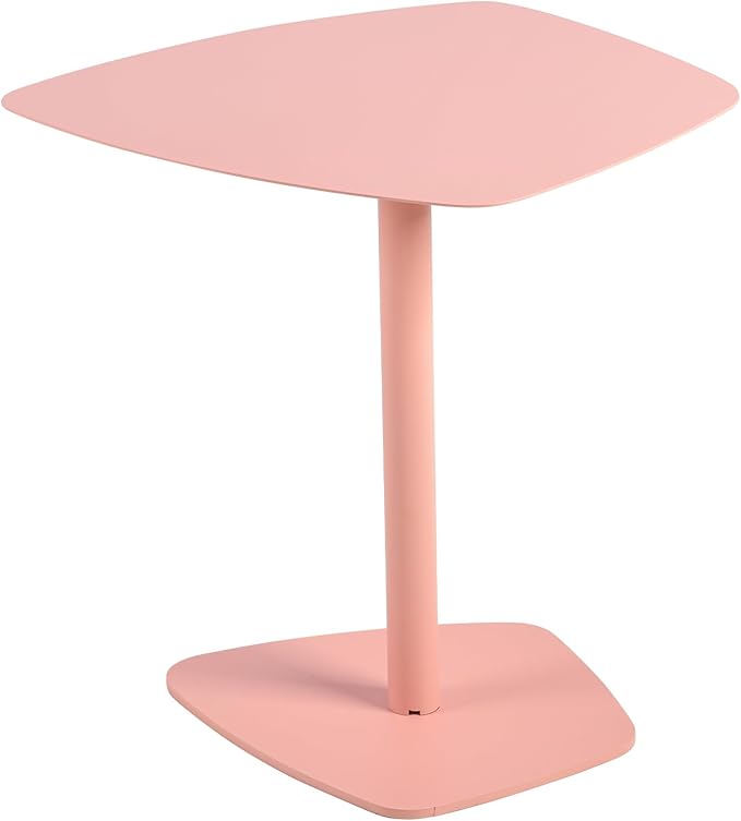 C Table End Table,Tray Metal Sofa Side Table, Accent Coffee Table, Waterproof and Anti-Rust Outdoor&Indoor Snack Table (Model B, Pink)