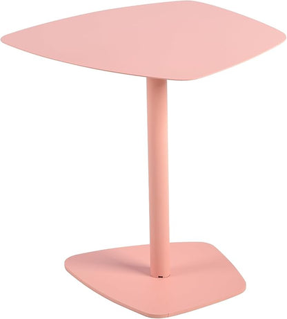 C Table End Table,Tray Metal Sofa Side Table, Accent Coffee Table, Waterproof and Anti-Rust Outdoor&Indoor Snack Table (Model B, Pink)