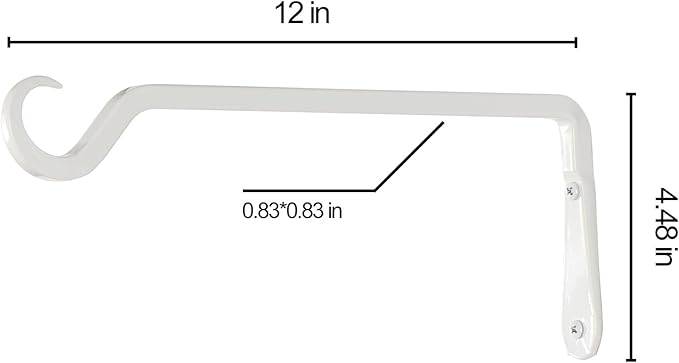 AILIN YELOKIE 12" Plant Hangers 2-Pack - Heavy Duty Rust-Resistant Steel Hooks for Bird Feeders, Indoor/Outdoor Plants & Wall Decor, White