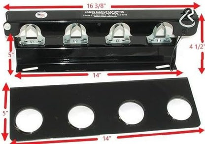LockJaw Heavy Duty Steel 4 Hole Shovel Holder for Truck Beds - 4 Slot Garden Tool Storage for Long-Handled Tools - Commercial Grade Truck Accessories for Trailers and Garages (One Clamp & Bracket)