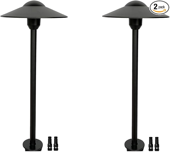 Low Voltage Path Lights Cast Aluminum Pathway Lights Driveway Light,Wire Connectors Replaceable 3 Watts G4 LED Bulb Warm White Included Textured Black Finish Pack of 2
