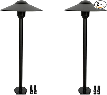 Low Voltage Path Lights Cast Aluminum Pathway Lights Driveway Light,Wire Connectors Replaceable 3 Watts G4 LED Bulb Warm White Included Textured Black Finish Pack of 2