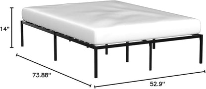Linenspa Heavy Duty Metal Platform Bed Frame - No Box Spring Needed - Underbed Storage - Simple Toolless Assembly - 14” High - Sturdy - Steel Slats - Sleek Modern Design - Full Size