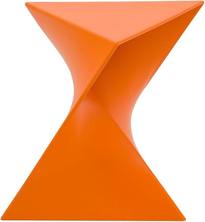 LeisureMod 15.75" Stackable Weather-Resistant Plastic Triangular Side Table - Accent End Table for Indoor & Outdoor Use (Orange, Set of 4)