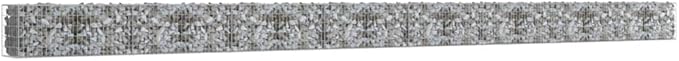 Galvanized Steel Gabion Wall with Covers, Gabion Mesh Wire Wall Panel Galvanized Steel Garden Stone Wire Basket Fencing Patio Decorative Fence, 354"x19.7"x19.7",-186