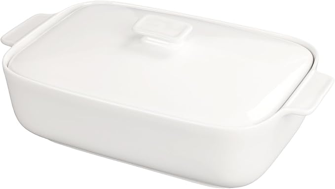 10" x 7" Casserole Dish 1.7 Quart Ceramic Bakeware Set with Lids, Chip and Crack Resistant Ceramic Casserole Dish with Handle 11.6 In, Microwave, Dishwasher, Oven, Freezer and Fridge Safe
