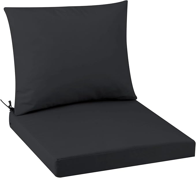Outdoor Seat Cushion Set 24 x 24 In, Water-Resistant & Fade-Resistan, Patio Furniture Cushions with Removable Cover Deep Seat & Back Cushion with Handle and Adjustable Straps for Chair Sofa,1PC