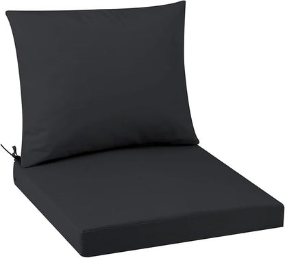 Outdoor Seat Cushion Set 24 x 24 In, Water-Resistant & Fade-Resistan, Patio Furniture Cushions with Removable Cover Deep Seat & Back Cushion with Handle and Adjustable Straps for Chair Sofa,1PC