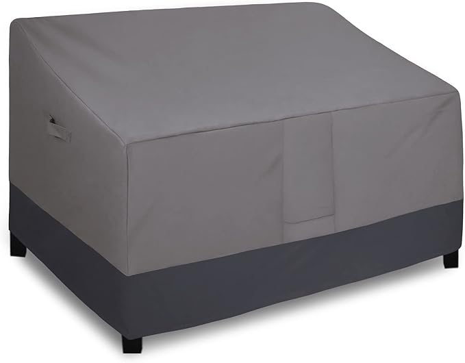 Easy-Going Waterproof Outdoor Loveseat Cover Heavy Duty Patio Furniture Couch Cover Windproof Durable (54Wx38Dx35H inch, Gray/Dark Gray)