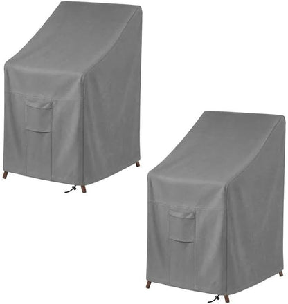 Vailge Stackable Patio Chair Cover,100% Waterproof Outdoor Chair Cover, Heavy Duty Lawn Patio Furniture Covers,Fits for 4-6 Stackable Dining Chairs,2 Pack-36"Lx28"Wx47"H,Grey