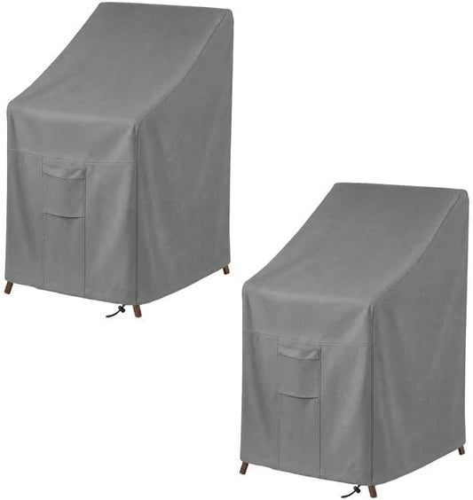 Vailge Stackable Patio Chair Cover,100% Waterproof Outdoor Chair Cover, Heavy Duty Lawn Patio Furniture Covers,Fits for 4-6 Stackable Dining Chairs,2 Pack-36"Lx28"Wx47"H,Grey