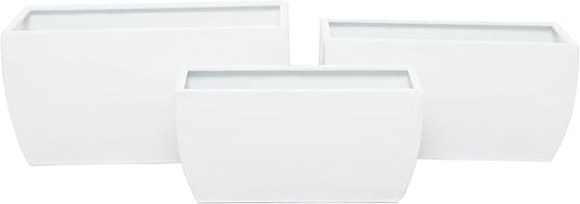CosmoLiving by Cosmopolitan Metal Indoor Outdoor Planter, Set of 3 20", 18", 16"W, White