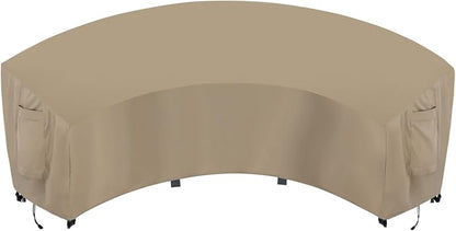 OutdoorLines Waterproof Curved Outdoor Sectional Cover - UV Resistant Windproof Patio Sectional Sofa Covers for Deck, Lawn and Backyard, Heavy Duty Furniture Covers (190Lx36Dx39Hx128FL, Camel)