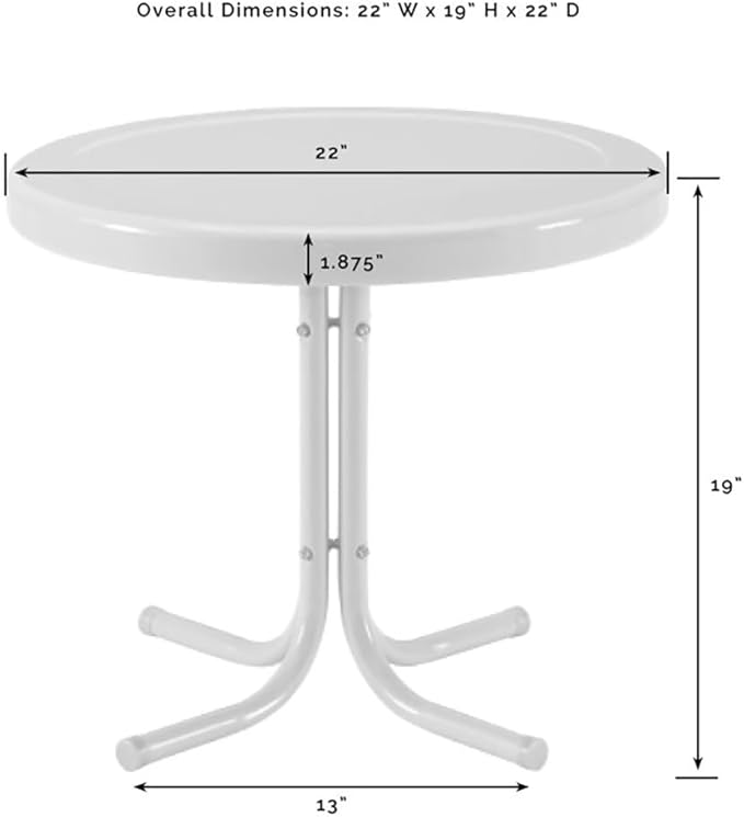 Crosley Furniture Griffith Weather Resistant Retro Metal Outdoor Side Table for Patio, Deck, Porch, Coral Gloss