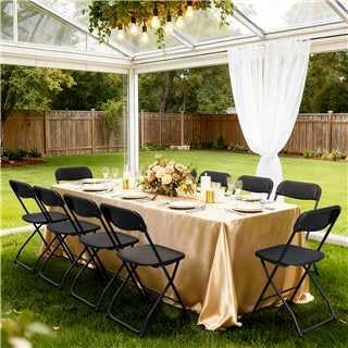 20 Pack Black Plastic Folding Chairs, Outdoor Portable Folding Chair with Steel Frame, 350lbs Capacity Stackable Foldable Chairs for Patio, Garden, Picnic, Kitchen, Events