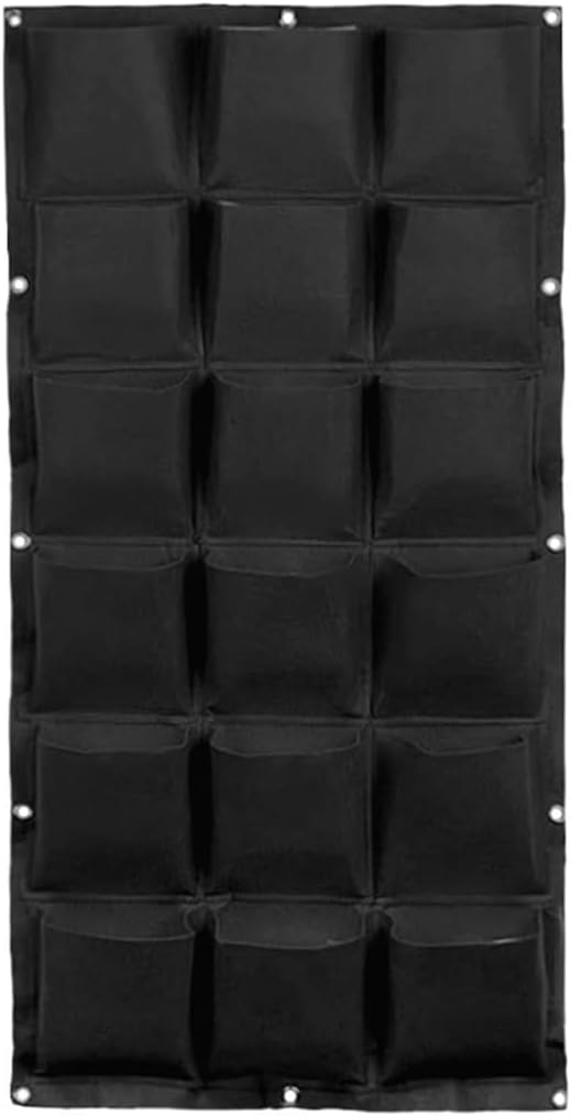 WFIST Vertical Hanging Planter Bag, Breathable Felt Wall Garden Planter with Metal Grommets, Indoor/Outdoor Space-Saving Herb & Flower Growing Pouch (18-Pocket)
