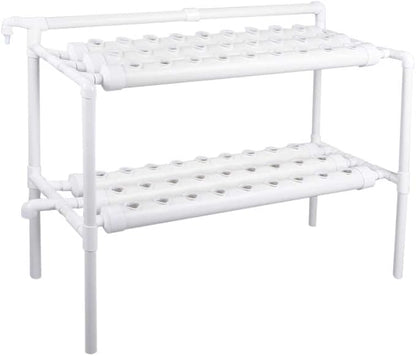 Hydroponics Growing System Kit,54 Plant Sites 2 Layers Food-Grade PVC-U Pipes Hydroponic Grow Kit Gardening System with Water Pump, Timer,Net Pots and Sponge for Vegetables,Fruits,Herb